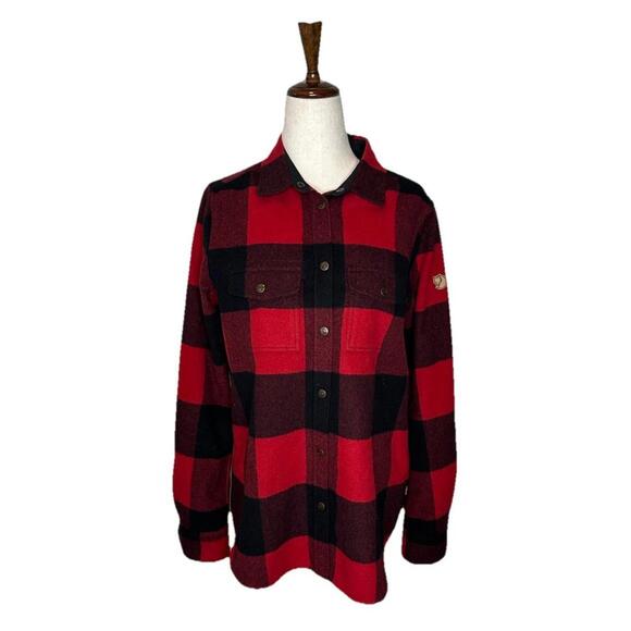 Fjallraven Jackets & Blazers - FjallRaven Canada Shirt Womens S Shacket Wool Blend Buffalo Plaid Red Comfort
